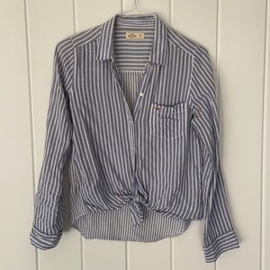 Blue and White Stripped Long Sleeve Shirt